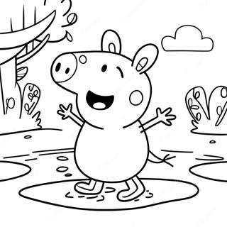 Peppa Pig Muddy Puddles Coloring Page | Peppa Pig Muddy Puddles coloring page