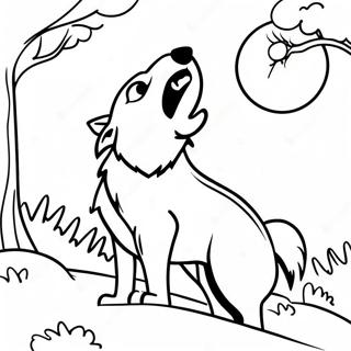 Majestic Wolf Howling at the Moon Coloring Page | Wolf Mythical Creatures coloring page