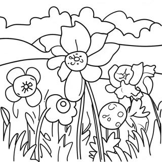 Vibrant Poppy Flower Garden Coloring Page | Poppy Flower coloring page
