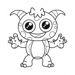 Funny Cute Monster with Big Eyes Coloring Page | Cute Monster coloring page
