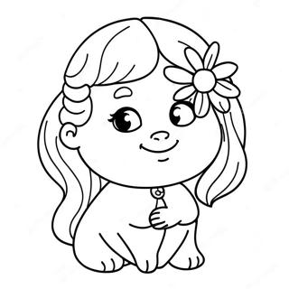 Cute Madison with a Flower Coloring Page | Madison coloring page
