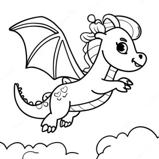 Brave Dragon Girl Flying in the Sky Coloring Page | Dragon Girl coloring page