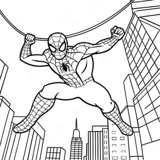 Spiderman 2 Swinging Through City Coloring Page | Spiderman 2 coloring page