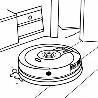 Roomba Cleaning the Floor Coloring Page | Roomba coloring page