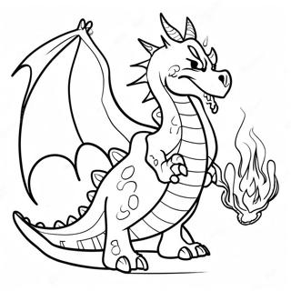 Fierce Fire-Breathing Dragon Coloring Page | Scary Realistic Dragon coloring page