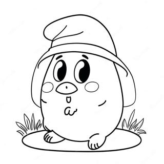 Cute Pou with a Hat Coloring Page | Pou coloring page
