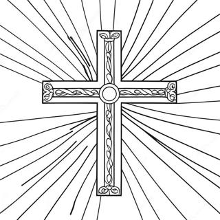 Colorful Christian Flag with Cross Coloring Page | Christian Flag coloring page