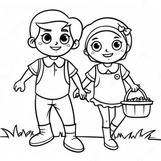 Jack and Jill Carrying a Pail Coloring Page | Jack and Jill coloring page