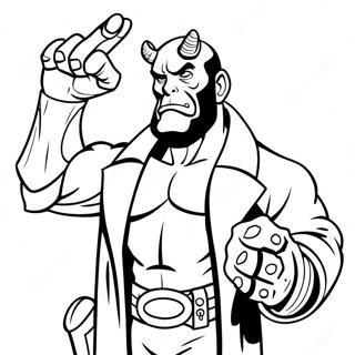 Hellboy with the Right Hand of Doom Coloring Page | Hellboy coloring page