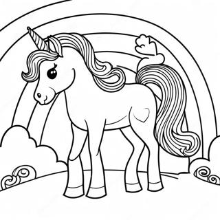 Magical Afro Unicorn in a Rainbow Coloring Page | Afro Unicorn coloring page