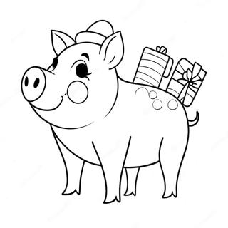 Christmas Pig Coloring Page | Christmas Pig coloring page