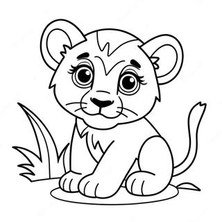 Adorable Baby Lion Cub Coloring Page | Baby Animal coloring page