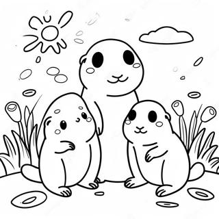Cute Prairie Dog Family Coloring Page | Prairie Dog coloring page