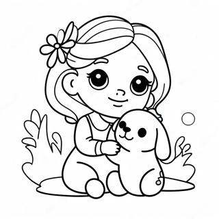 Menina Com Cão Páginas para Colorir