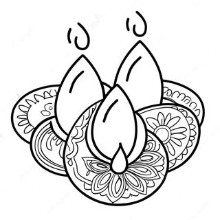 Colorful Diwali Diyas Coloring Page | Diwali coloring page
