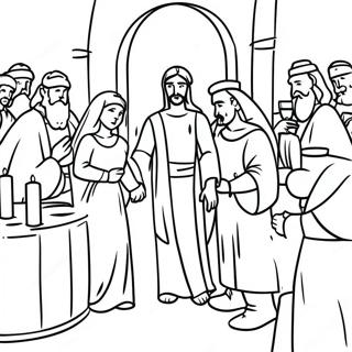 Wedding at Cana Celebration Coloring Page | Wedding at Cana coloring page