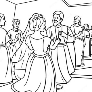 Joyful Wedding at Cana Coloring Page | Wedding at Cana coloring page