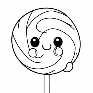 Adorable Lollipop Coloring Page | Candy Cute Food coloring page