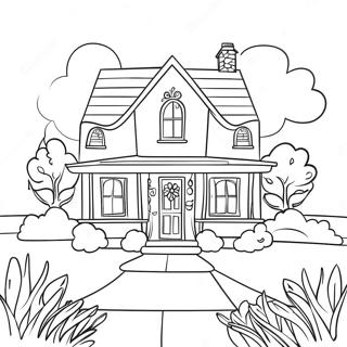Charming House with Garden Coloring Page | Real Estate coloring page