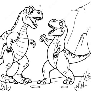 Giganotosaurus mot T Rex strid målarbok | Giganotosaurus vs T Rex målarbild