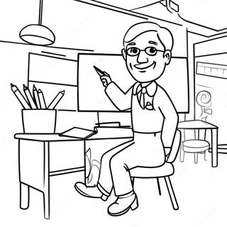 Creative Teacher in Classroom Coloring Page | Best Teacher coloring page
