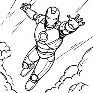 Iron Man Flying Through the Sky Coloring Page | Iron Man Mask coloring page