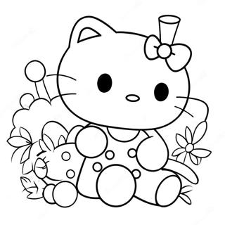 Hello Kitty with Friends Coloring Page | Sanrio Anime coloring page