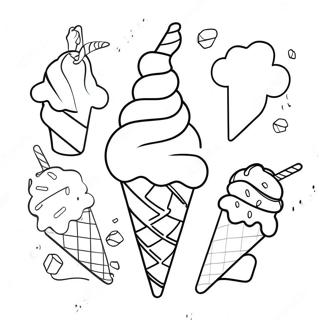 Unicorn Ice Cream Cone Coloring Page | Unicorn Ice Cream coloring page