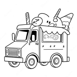 Sparkly Unicorn Ice Cream Truck Coloring Page | Unicorn Ice Cream coloring page