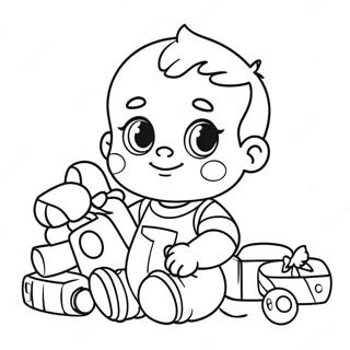Adorable Baby John Playing with Toys Coloring Page | Baby John coloring page