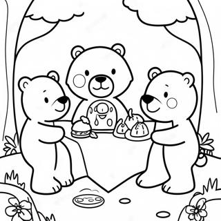 Cute Bear Family Picnic Coloring Page | Bear Family coloring page