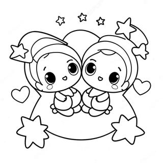 Små Tvillingstjärnor Målarbild | Små Tvillingstjärnor Sanrio målarbild