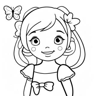 Cute Shinobu with Butterfly Coloring Page | Shinobu coloring page