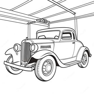 Vintage Mechanic Garage Coloring Page | Mechanic coloring page