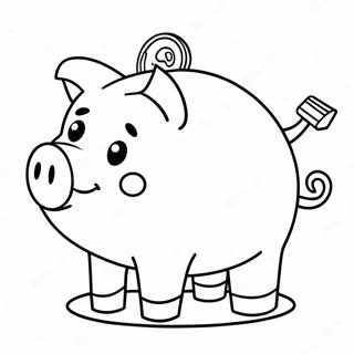 Cute Piggy Bank Savings Tracker Coloring Page | Savings Tracker coloring page