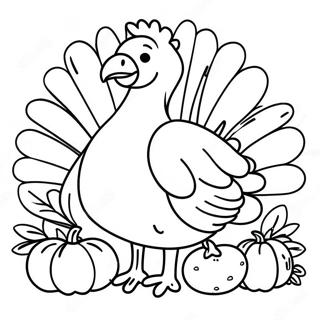 Colorful Thanksgiving Turkey Coloring Page | Thanksgiving Food coloring page