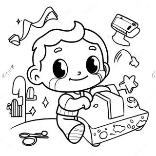 Boy Playing with Toys Coloring Page | A Boy coloring page