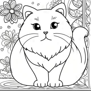 Persian Cat Coloring Page | Persian Cat coloring page