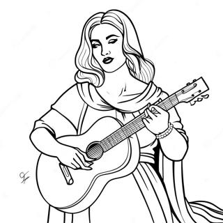 Madonna with Guitar Coloring Page | Madonna coloring page