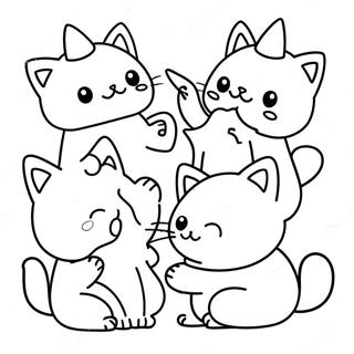 Cute Battle Cats in Action Coloring Page | Battle Cats coloring page
