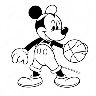 Mickey Mouse Dribbling Basketball Coloring Page | Mickey Mouse Basketball coloring page