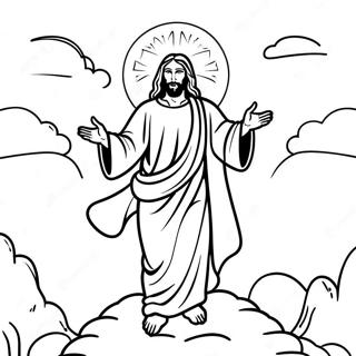 Radiant Jesus Ascending Coloring Page | Jesus Ascension coloring page