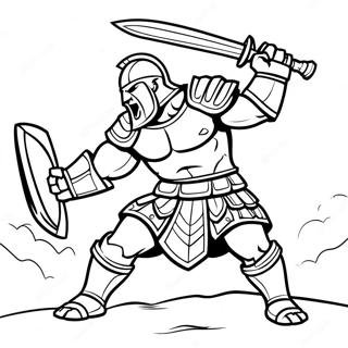 Fierce Gladiator in Battle Coloring Page | Gladiator coloring page