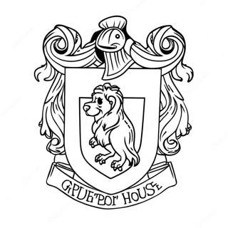 Page à colorier du blason de la maison Gryffondor | Page de coloriage Maisons de Harry Potter
