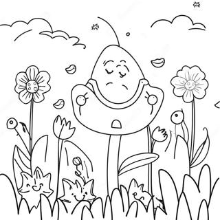 Colorful Preppy Flower Garden Coloring Page | Preppy Flower coloring page