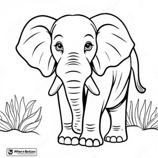 Majestic African Elephant Coloring Page | Realistic Elephant coloring page