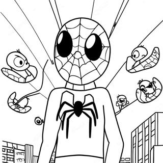 Friendly Spider Man Among Us Character Coloring Page | Among Us Spider Man coloring page