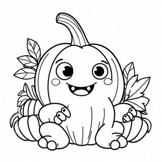 Adorable Pumpkin Monster Coloring Page | Cute Horror coloring page