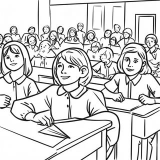 Middle School Students in Class Coloring Page | for Middle School coloring page