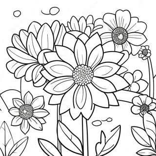 Beautiful Dahlia Garden Coloring Page | Dahlia coloring page